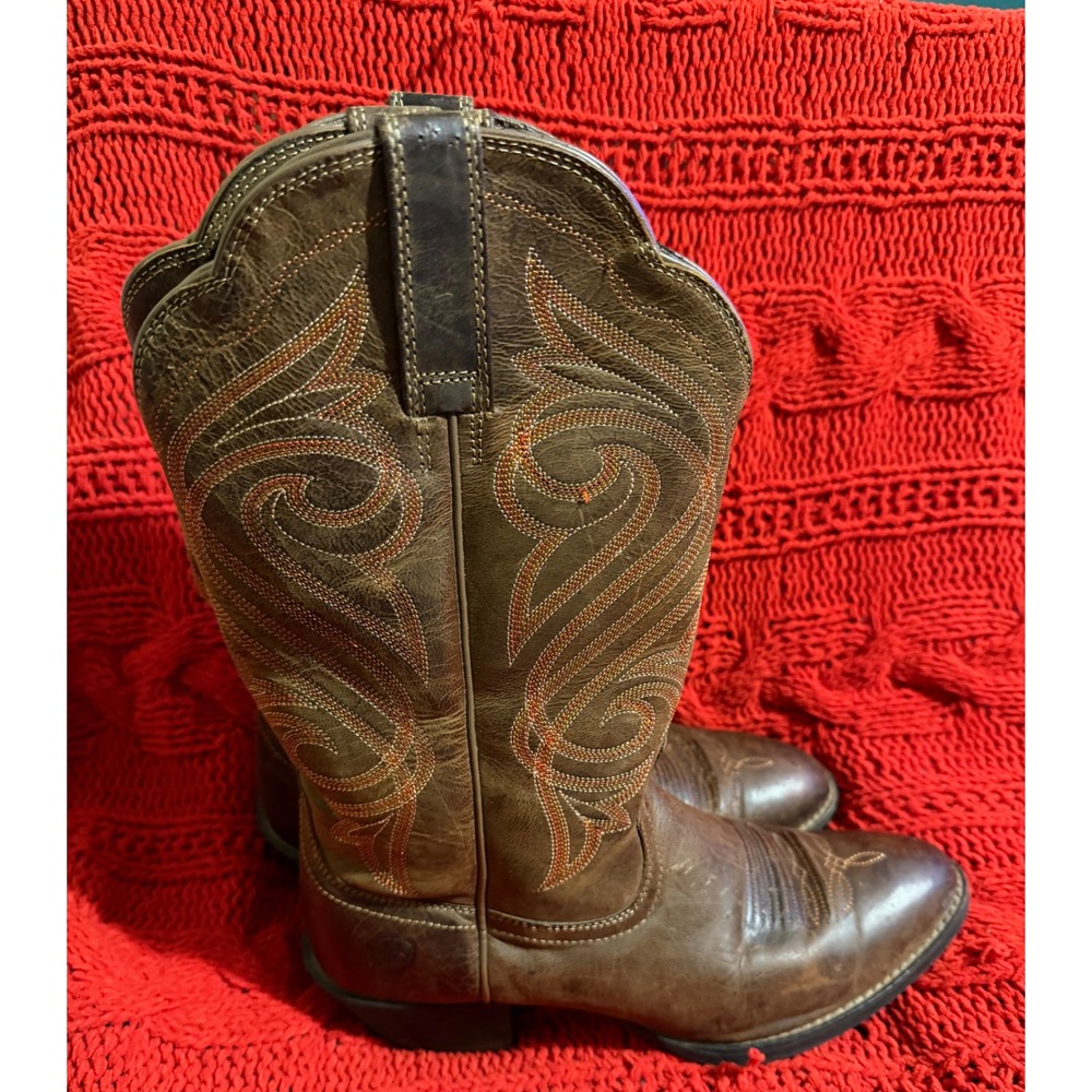 Ariat Womens Brown Leather Western Cowboy Boots Pointed Toe 4LR Size 8 B
